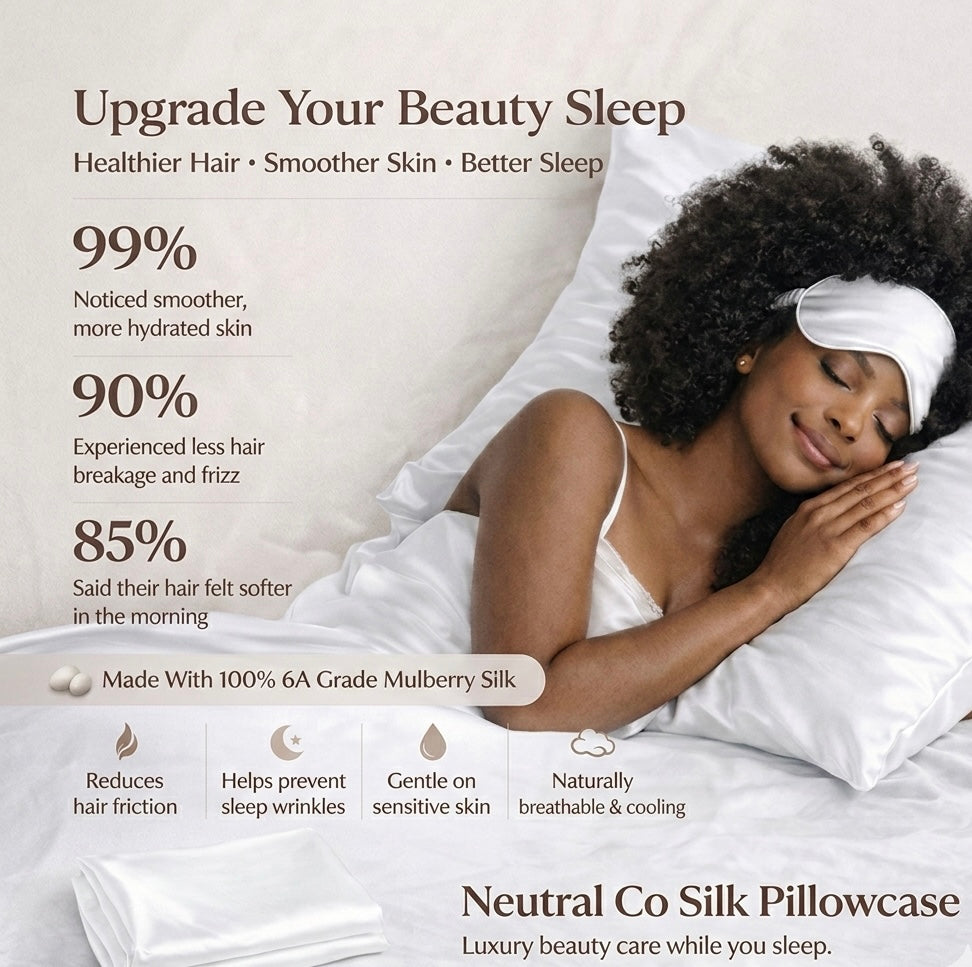 100% Mulberry Silk Pillowcase – Standard (White)