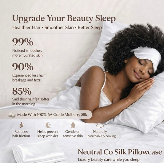 100% Mulberry Silk Pillowcase – Standard (White)